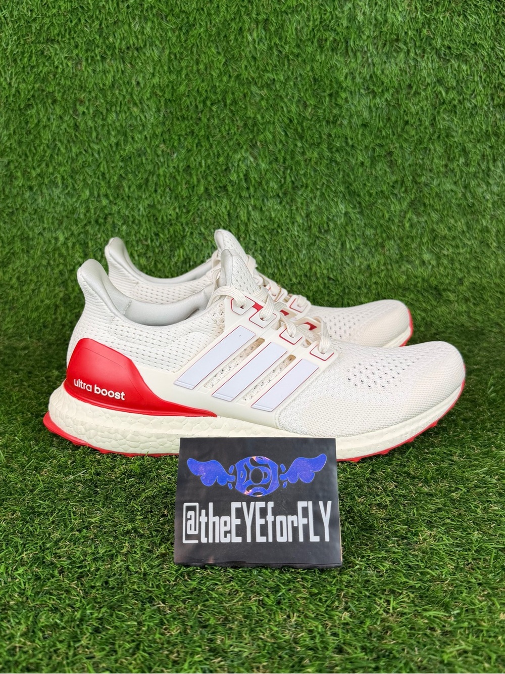 NEW adidas ultraboost 1.0 Scarlet Red Chalk White Running Shoes JR3149 Men’s 9.5